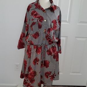 Midi Floral & Stripe midi dress